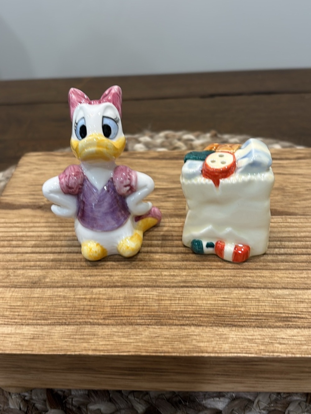 Vintage Disney Daisy Duck Ceramic Salt and Pepper Shakers